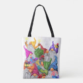 Kerst Canvas tas met Happy Gnome Party (Achterkant)