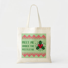 Kerst canvas tas Ontmoet me onder de mistletoe