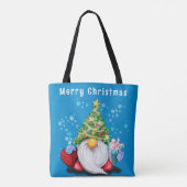 Kerst Canvas tas Schattige Gnome met Cadeaus (Achterkant)