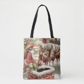 Kerst Canvas tas  Sinterklaas Retro Xmas (Voorkant)