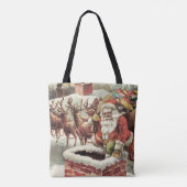 Kerst Canvas tas  Sinterklaas Retro Xmas (Achterkant)