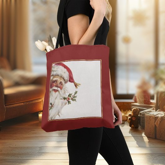 Kerst Canvas tas  Sinterklaas Retro Xmas