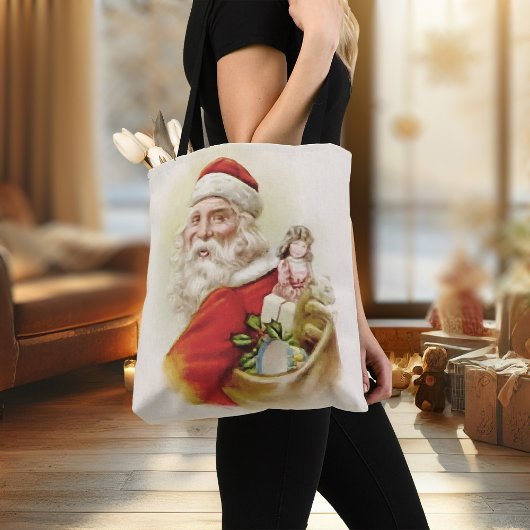 Kerst Canvas tas  Sinterklaas Retro Xmas