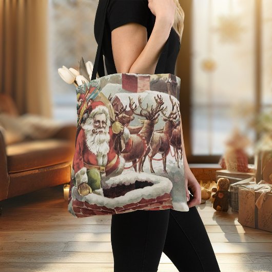Kerst Canvas tas  Sinterklaas Retro Xmas