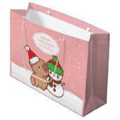 Kerst Capybara En Sneeuwman Schattig Groot Cadeauzakje (Voorkant Gekanteld)