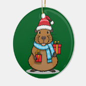 Kerst Capybara Keramisch Ornament (Links)