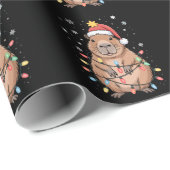 Kerst Capybara met Kerstman Hoed kerstverlichting Cadeaupapier (Rol Hoek)