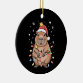 Kerst Capybara met Kerstman Hoed kerstverlichting  Keramisch Ornament (Rechts)