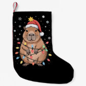 Kerst Capybara met Kerstman Hoed kerstverlichting  Kleine Kerstsok (Voorkant)