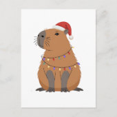 Kerst Capybara met kerstverlichting Feestdagenkaart (Voorkant)