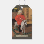 Kerst Carl Larsson Boy op het rotpaard CC1062 Cadeaulabel (Voorkant)