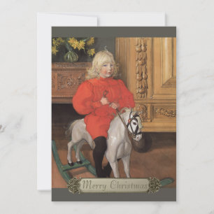 Kerst Carl Larsson Boy op het rotpaard CC1065 Feestdagenkaart