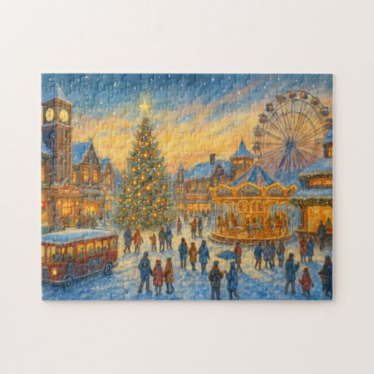 Kerst Carnaval Stad Winterdorp Legpuzzel (Horizontaal)