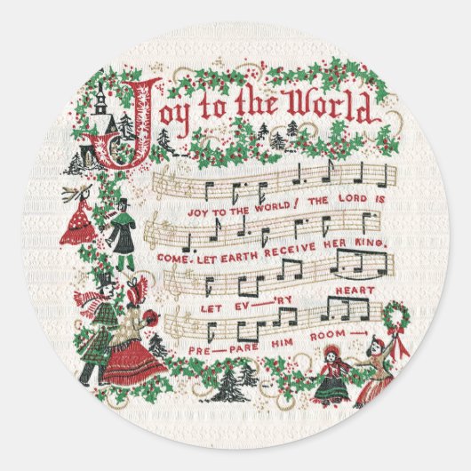 Kerst Carol Joy aan de wereld Ronde Sticker (Voorkant)