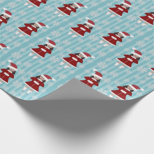 Kerst Carol Meisje Wrapping Papier (Hoek)