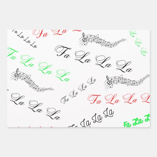 Kerst Carol thema-Fa, la, la, Inpakpapier Vel (Voorkant 3)