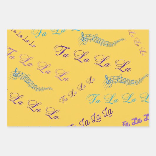 Kerst Carol thema-Fa, la, la, Inpakpapier Vel (Voorkant 2)