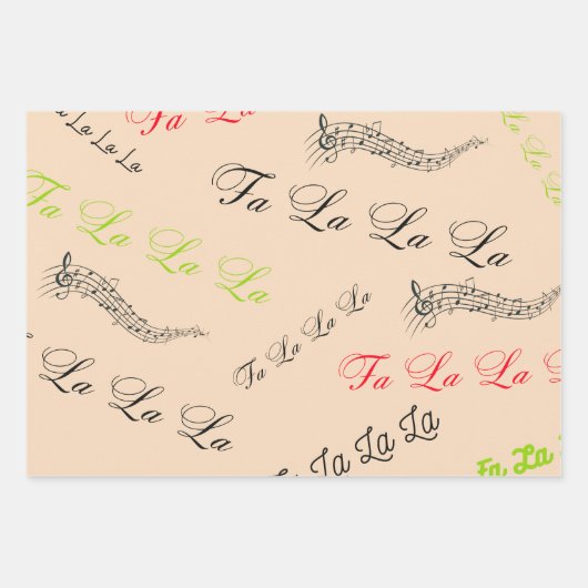 Kerst Carol thema-Fa, la, la, Inpakpapier Vel (Voorkant)