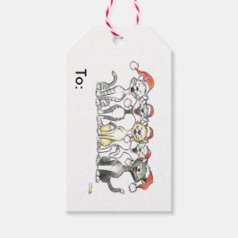 Kerst carol zingen katten cadeaulabel