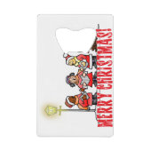 Kerst Carolers Zing Vrolijk Kerstfeest Creditkaart Flessenopener (Voorkant)