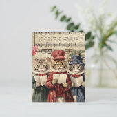 Kerst Caroling Cats Briefkaart (Staand voorkant)