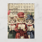 Kerst Caroling Cats Briefkaart (Voorkant)