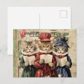 Kerst Caroling Cats Briefkaart (Voorkant / Achterkant)