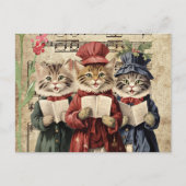 Kerst Caroling Cats Briefkaart (Voorkant)