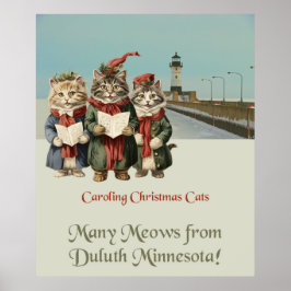 Kerst Caroling Cats Duluth Minnesota Poster
