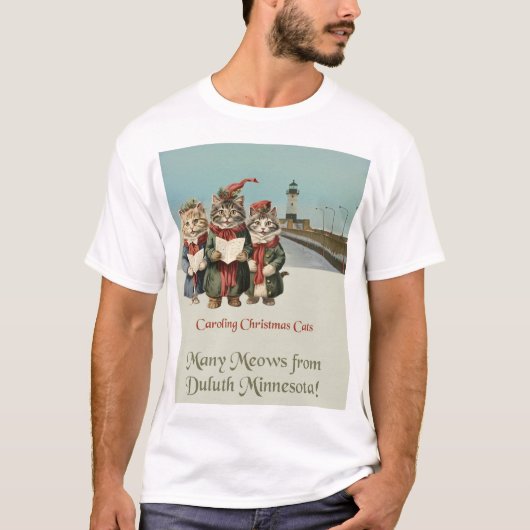 Kerst Caroling Cats Duluth Minnesota T-shirt (Voorkant)
