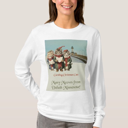 Kerst Caroling Cats Duluth Minnesota T-shirt (Voorkant)