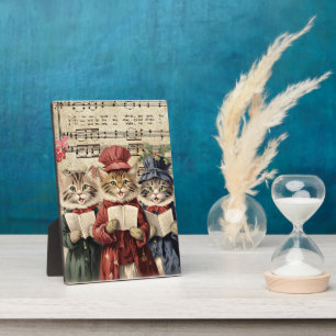Kerst Caroling Cats Fotoplaat