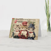 Kerst Caroling Cats Kaart (Voorkant)