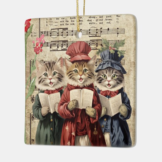 Kerst Caroling Cats Keramisch Ornament (Links)