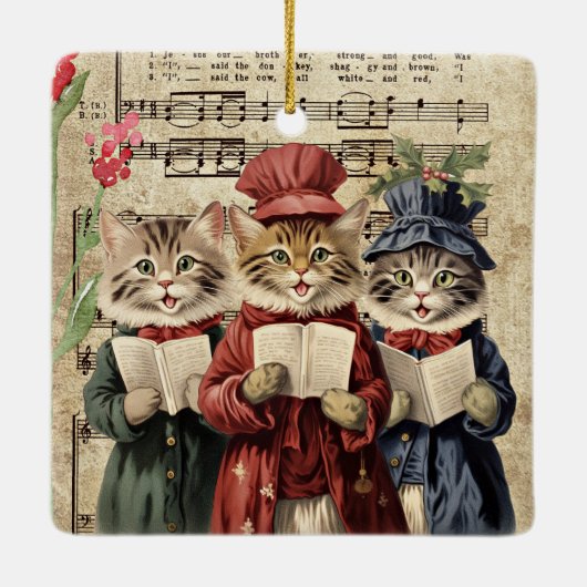 Kerst Caroling Cats Keramisch Ornament (Achterkant)