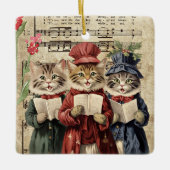 Kerst Caroling Cats Keramisch Ornament (Voorkant)