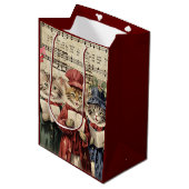Kerst Caroling Cats Medium Cadeauzakje (Voorkant Gekanteld)