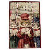 Kerst Caroling Cats Medium Cadeauzakje (Voorkant)