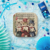 Kerst Caroling Cats Papieren Bordje (Feest)