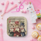 Kerst Caroling Cats Papieren Bordje (Feest)