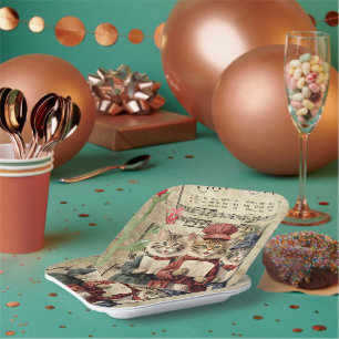 Kerst Caroling Cats Papieren Bordje