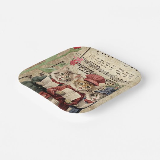 Kerst Caroling Cats Papieren Bordje (Gebogen)