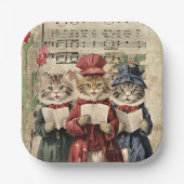 Kerst Caroling Cats Papieren Bordje (Voorkant)