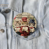Kerst Caroling Cats Ronde Button 4,0 Cm (In situ)