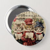 Kerst Caroling Cats Ronde Button 4,0 Cm (Voorkant /achterkant)