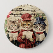 Kerst Caroling Cats Ronde Button 4,0 Cm (Voorkant)