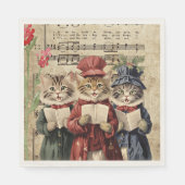 Kerst Caroling Cats Servet (Voorkant)