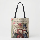 Kerst Caroling Cats Tote Bag (Voorkant)