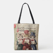 Kerst Caroling Cats Tote Bag (Achterkant)