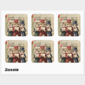 Kerst Caroling Cats Vierkante Sticker (Vel)